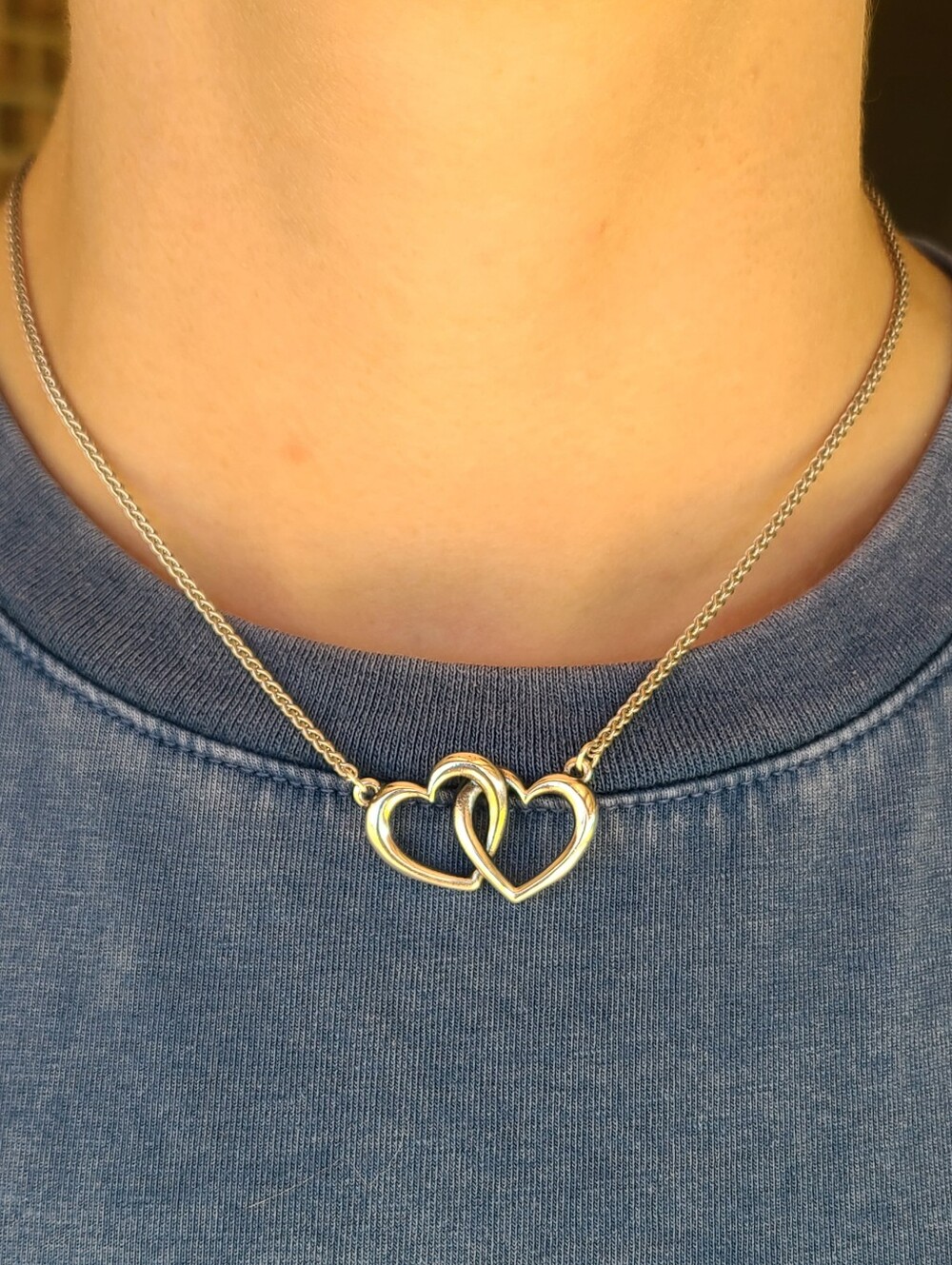 James Avery Double Heart Linked Necklace - Sterling Silver